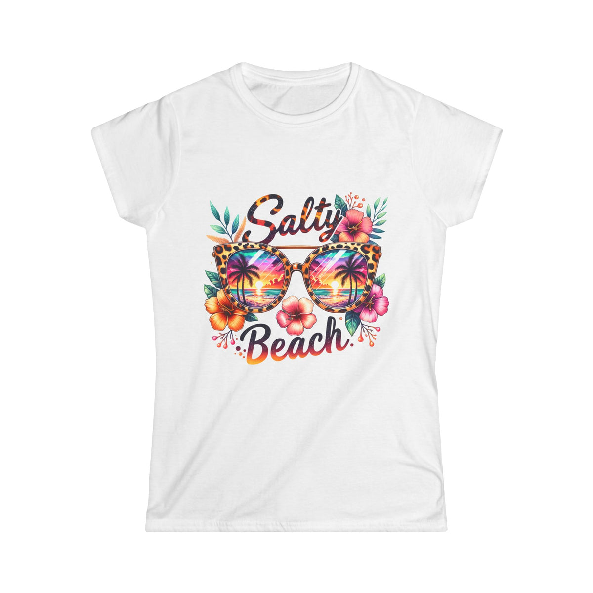 Salty Beach Sunglasses Tee — Women's Tropical Vacation Shirt