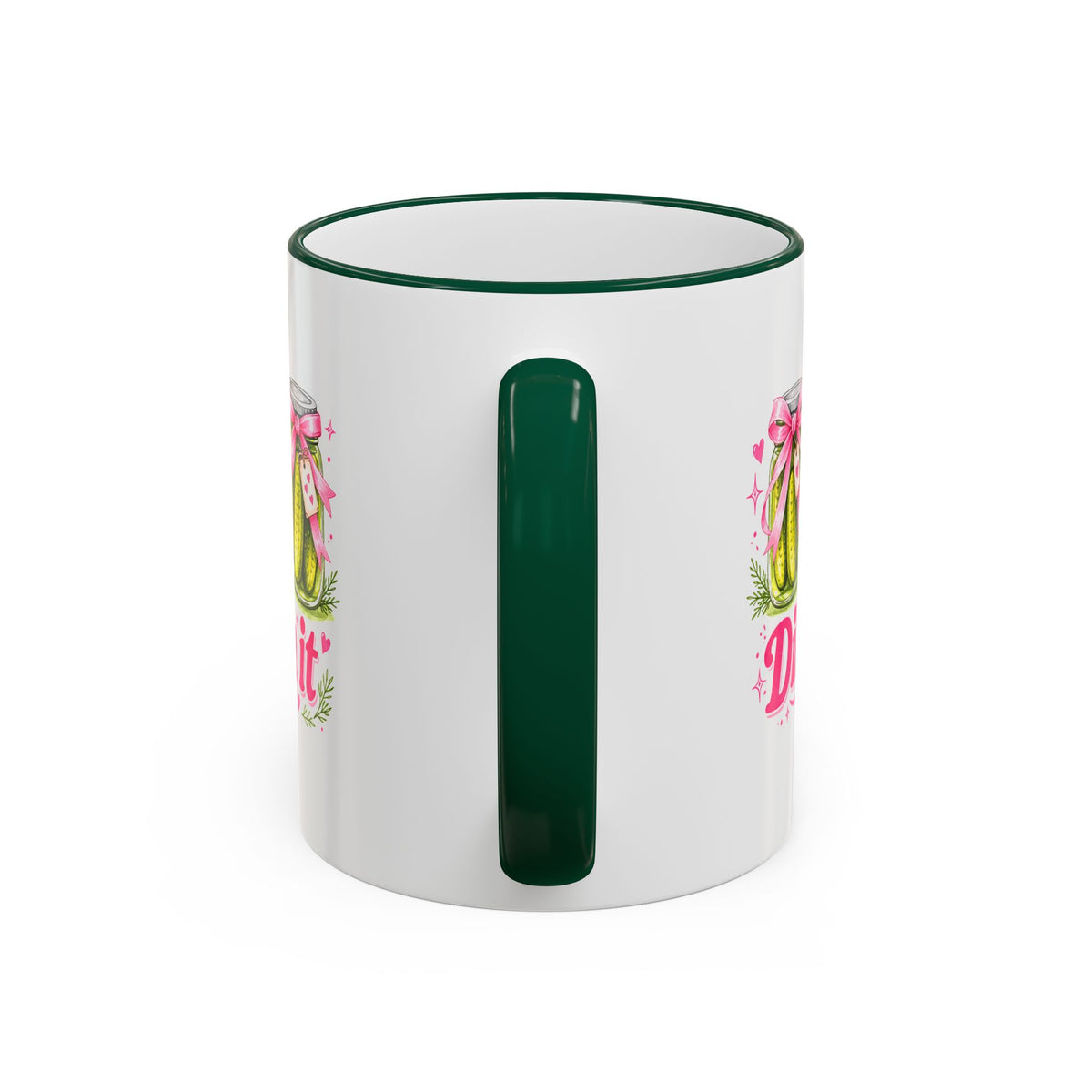 Dill With It Mug — Cute Pickle Jar Coffee Cup (Accent Rim & Handle)