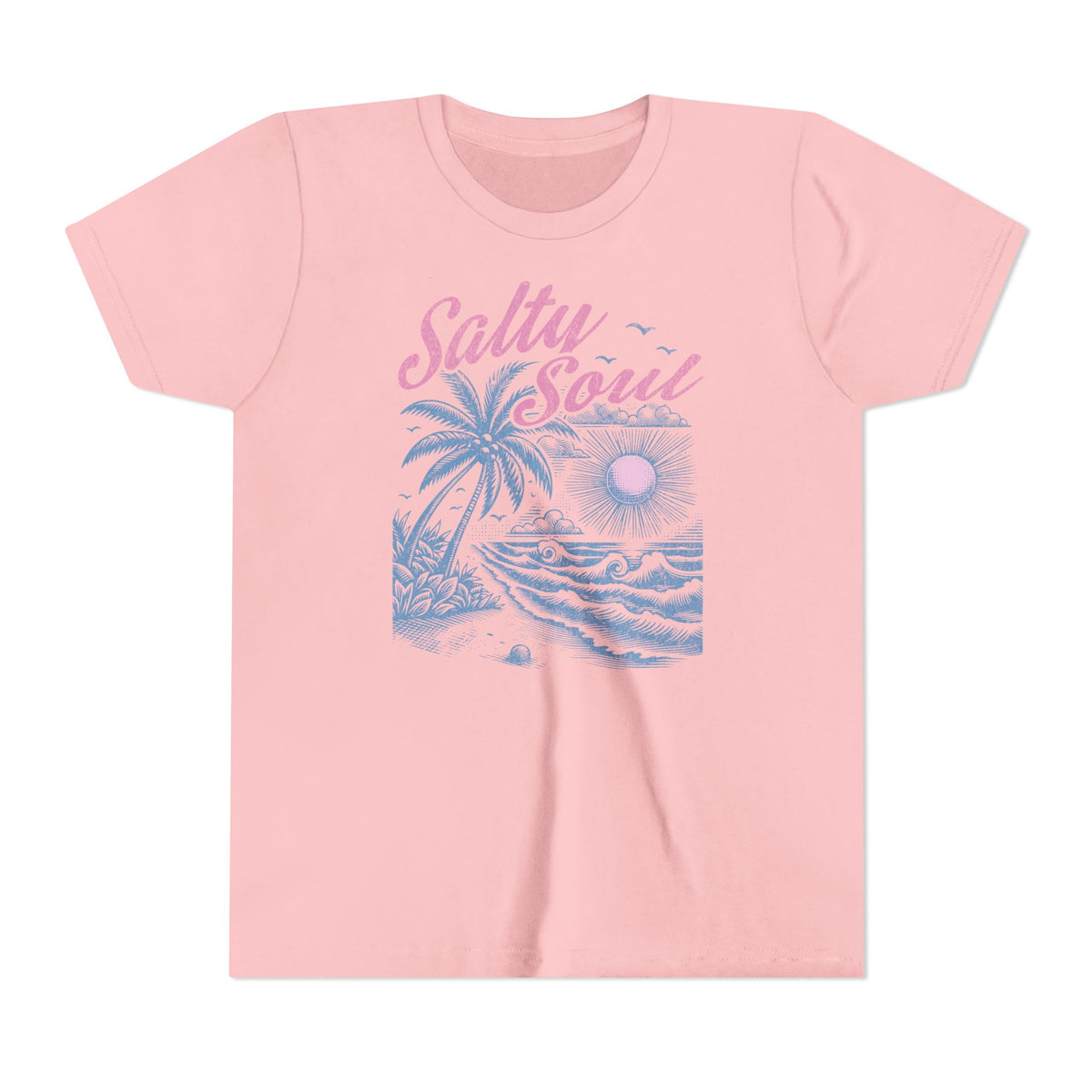 Kids Tee - "Salty Soul" Pastel Beach Palm Graphic