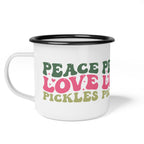 Enamel Camp Cup — 'Peace Love Pickles' Retro Camping Mug