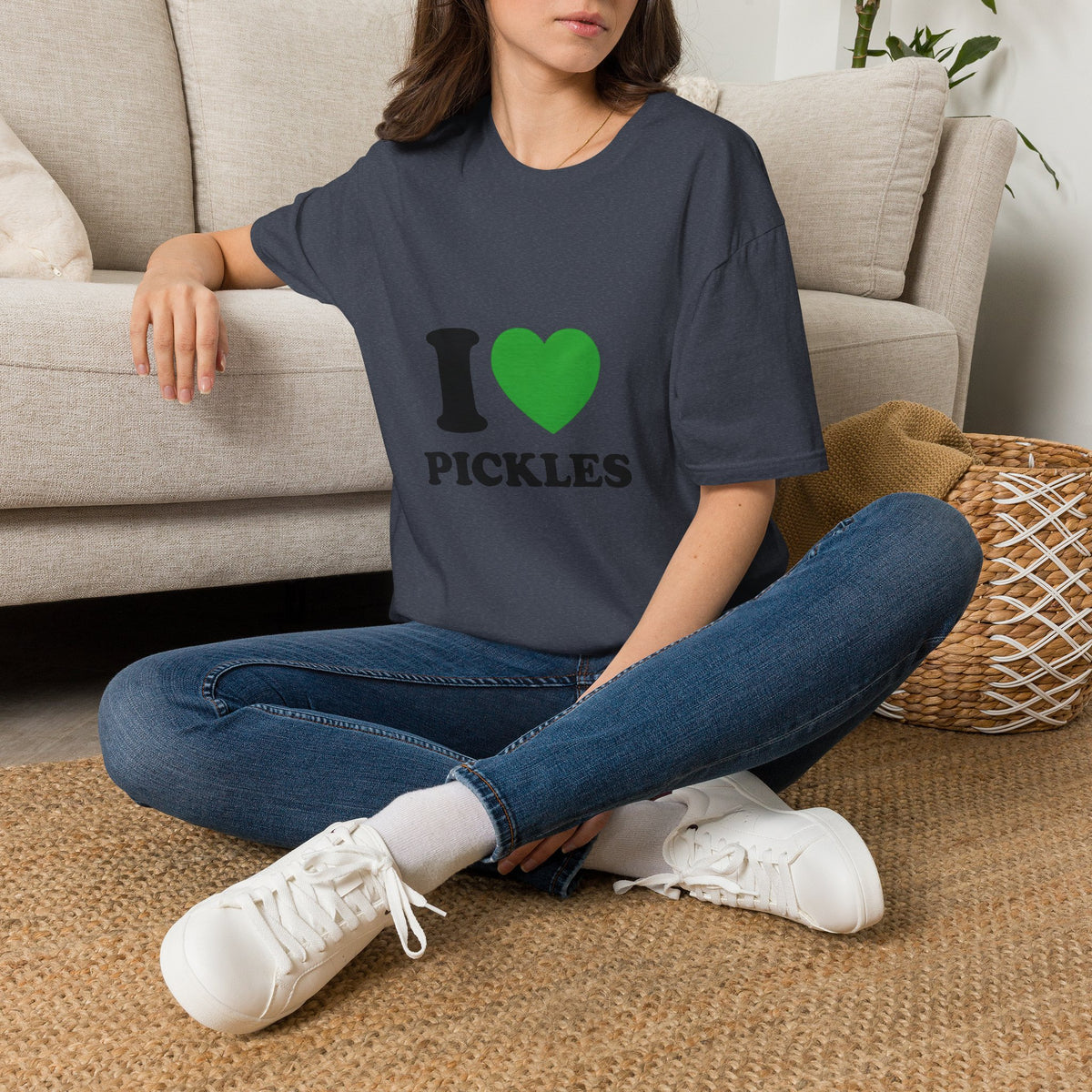 T-Shirt — "I  Pickles" Graphic Tee (Green Heart)