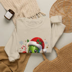 Christmas Pickle Sweatshirt – Cute Santa Hat Pickle with Candy Cane & Hot Cocoa