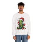 Christmas Pickle Sweatshirt – Cute Santa Hat Pickle with Candy Cane & Hot Cocoa