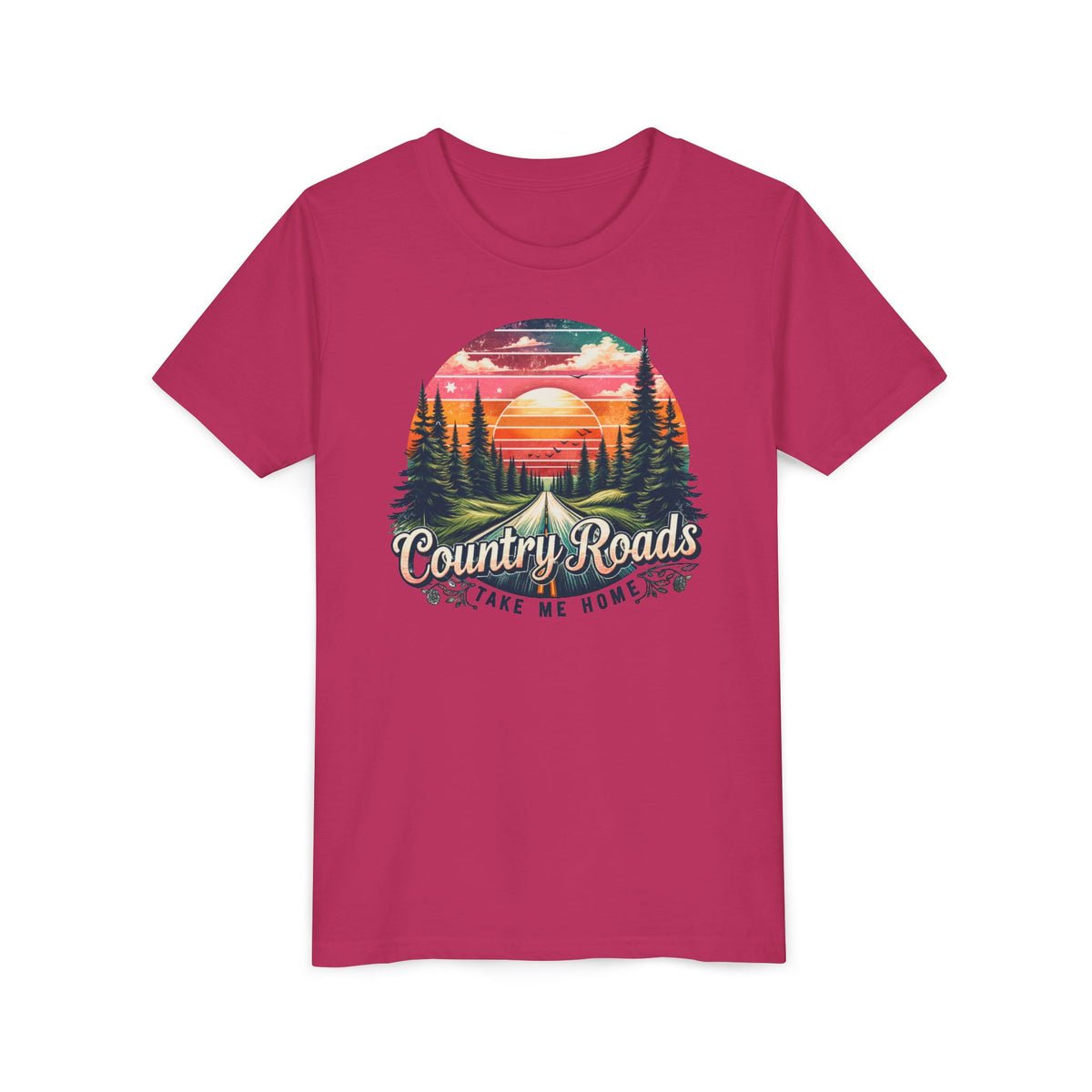 Kids Tee — 'Take Me Home' Retro Sunset Forest Tee