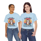 Just a Girl Who Loves Cats T-Shirt — Cute Kitten Retro Sunset Tee for Cat Lovers