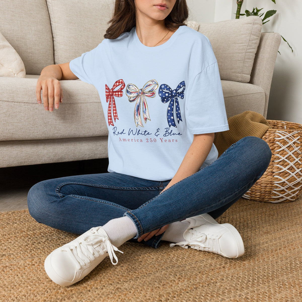Patriotic Red White & Blue Bow T-Shirt