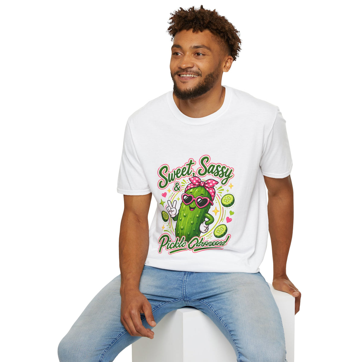 Sweet Sassy Pickle T-Shirt — "Sweet, Sassy & Pickle Obsessed" Cute Cactus/Pickle Graphic Tee