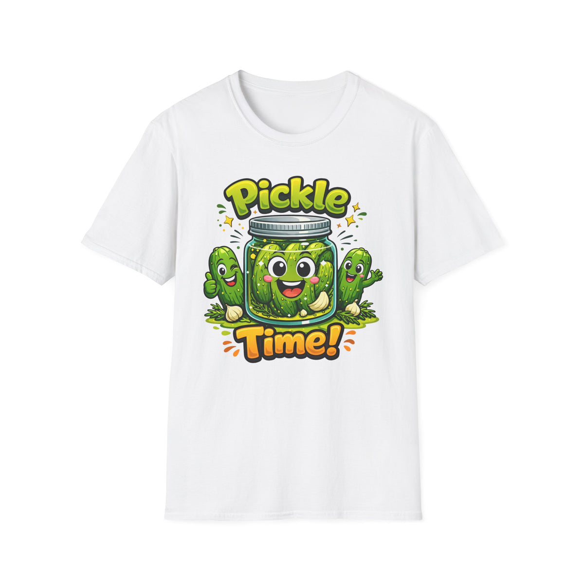 Pickle Time T-Shirt — Cute Cartoon Pickle Jar Graphic Tee
