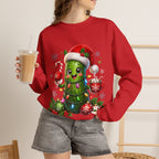 Christmas Pickle Sweatshirt – Cute Santa Hat Pickle with Candy Cane & Hot Cocoa
