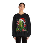 MD - Christmas Pickle Sweatshirt – Cute Holiday Pickle in Santa Hat with Candy Cane & Hot Cocoa