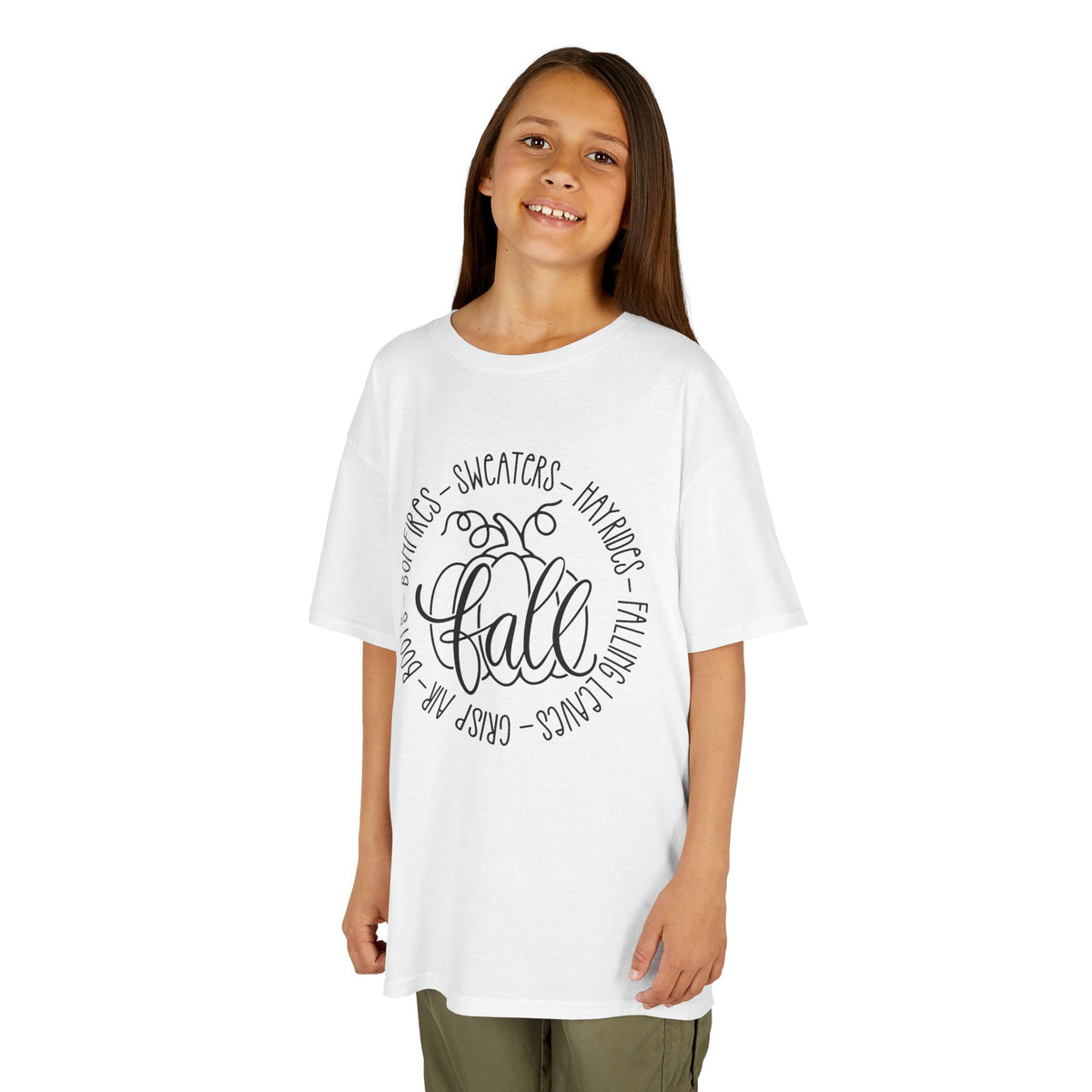 Kids 'Hello Fall' Tee — Playful Pumpkin & Autumn Words