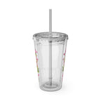Larger Wrap - Dill With It Tumbler - 16oz Clear Plastic Cup with Straw (Cute Pickle Design)