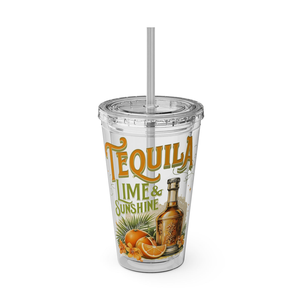 Tequila Lime & Sunshine 16oz Tumbler with Straw