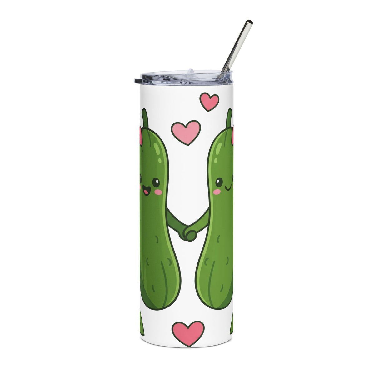 Cute Pickle Couple 20oz Stainless Tumbler — Kawaii Pickle Love Travel Cup