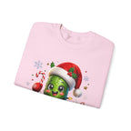 MD - Christmas Pickle Sweatshirt – Cute Holiday Pickle in Santa Hat with Candy Cane & Hot Cocoa
