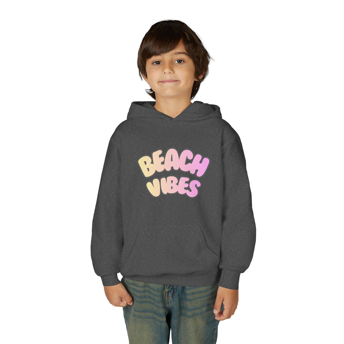 Youth Hoodie — "Beach Vibes" Pastel Retro Graphic