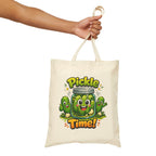 Tote Bag — Cute 'Pickle Time!' Cartoon Jar Canvas Tote (Funny Food Lover Gift)