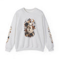 Ghost & Sunflower Crewneck Sweatshirt — Spooky Autumn Floral Pullover