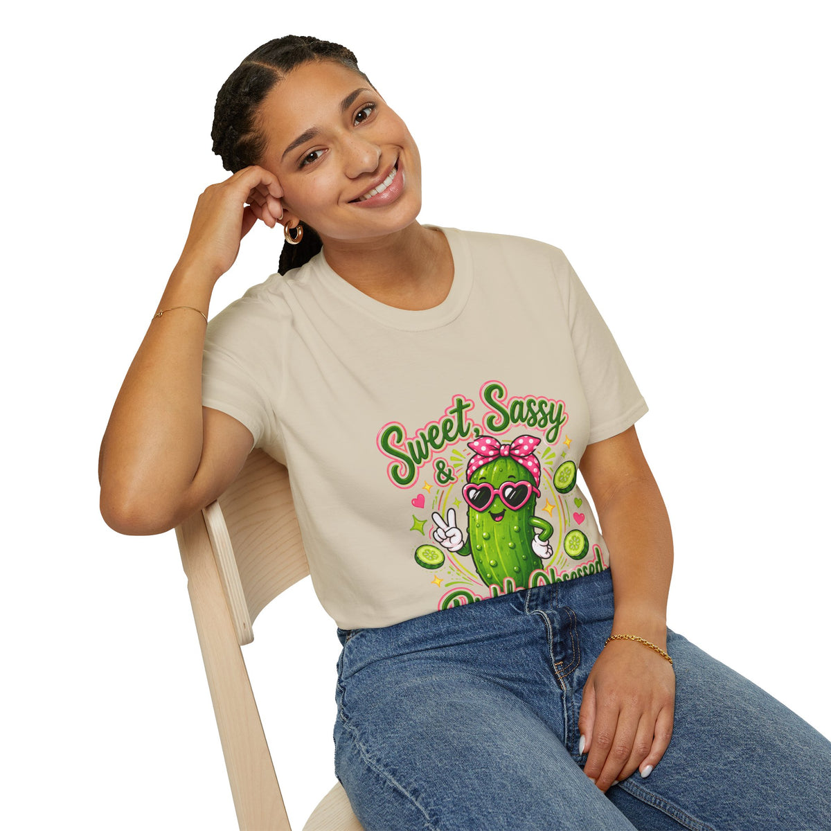 Sweet Sassy Pickle T-Shirt — "Sweet, Sassy & Pickle Obsessed" Cute Cactus/Pickle Graphic Tee