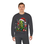 MD - Christmas Pickle Sweatshirt – Cute Holiday Pickle in Santa Hat with Candy Cane & Hot Cocoa