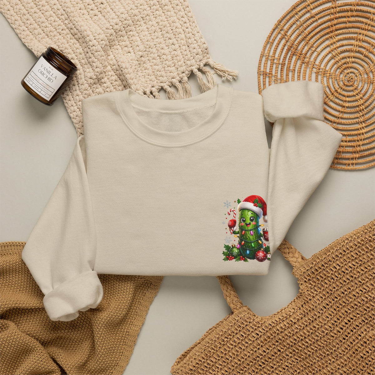 Christmas Cactus Sweatshirt — Cute Santa Hat Holiday Crewneck