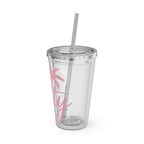 16oz Salty Palm Tumbler with Straw – Clear Beach-Inspired Reusable Cup