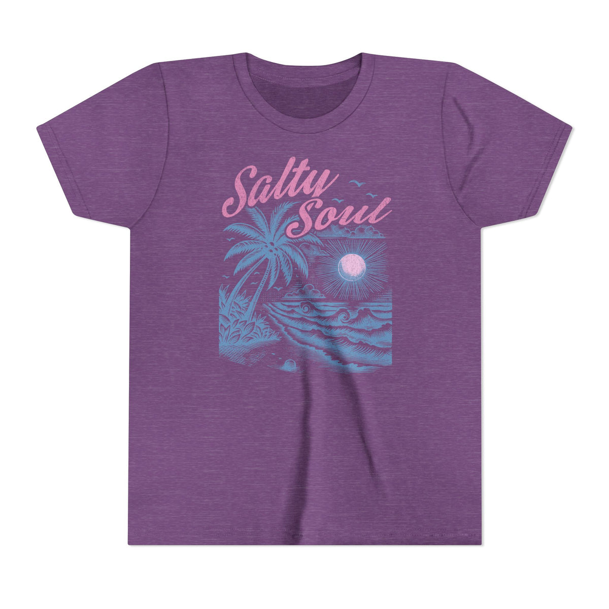 Kids Tee - "Salty Soul" Pastel Beach Palm Graphic