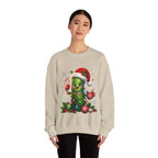 Christmas Pickle Sweatshirt – Cute Santa Hat Pickle with Candy Cane & Hot Cocoa