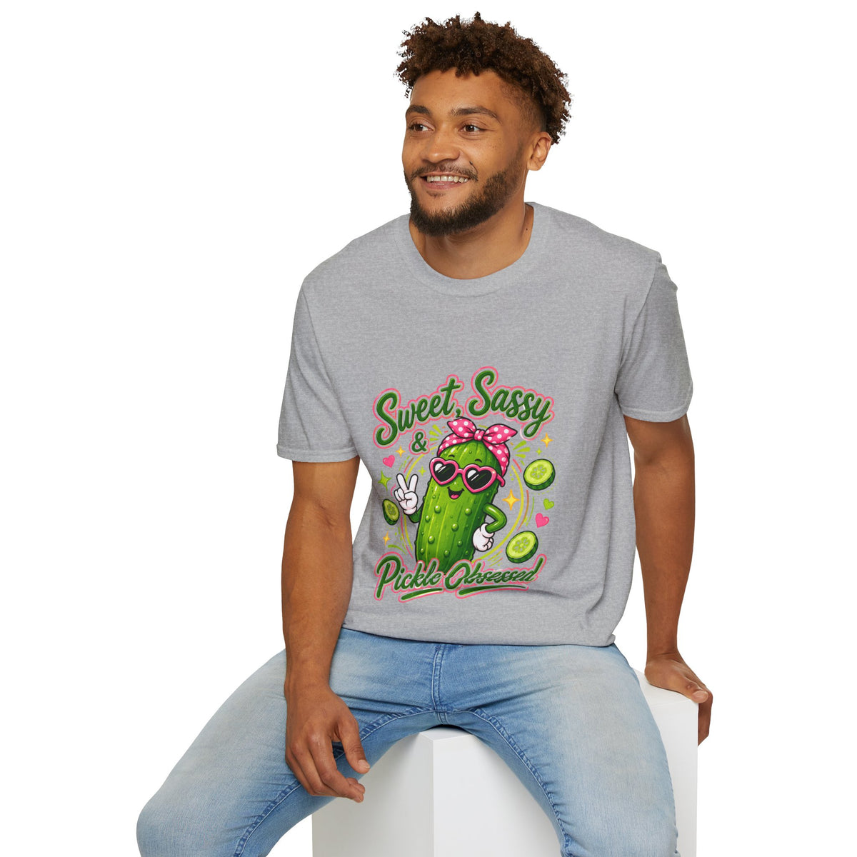 Sweet Sassy Pickle T-Shirt — "Sweet, Sassy & Pickle Obsessed" Cute Cactus/Pickle Graphic Tee