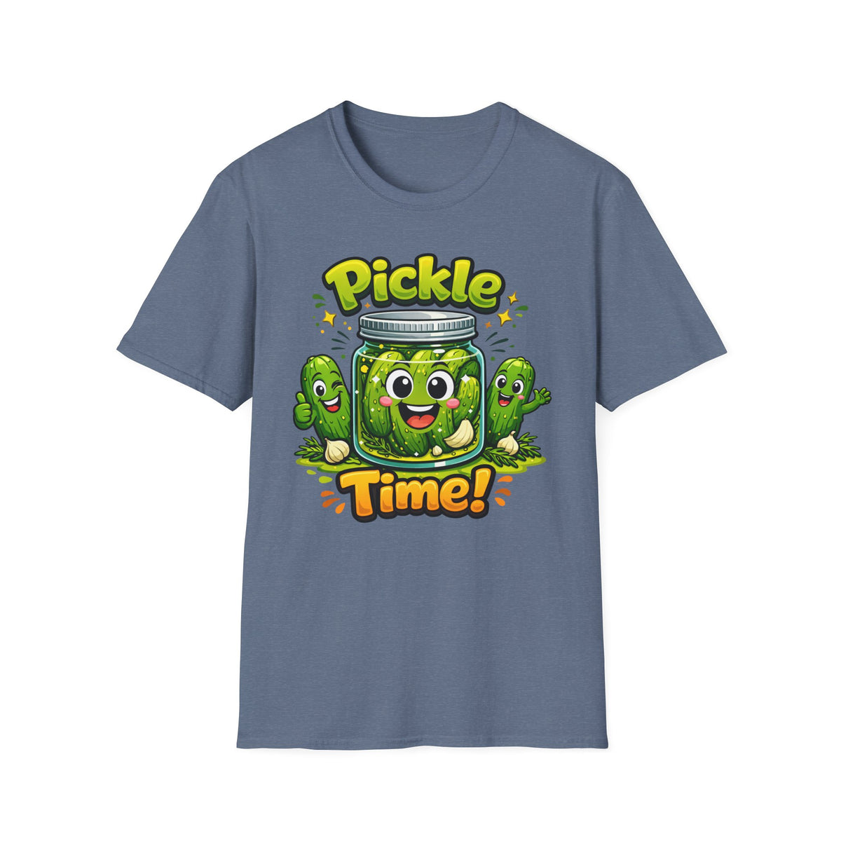 Pickle Time T-Shirt — Cute Cartoon Pickle Jar Graphic Tee