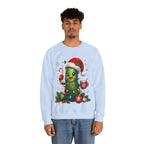 MD - Christmas Pickle Sweatshirt – Cute Holiday Pickle in Santa Hat with Candy Cane & Hot Cocoa