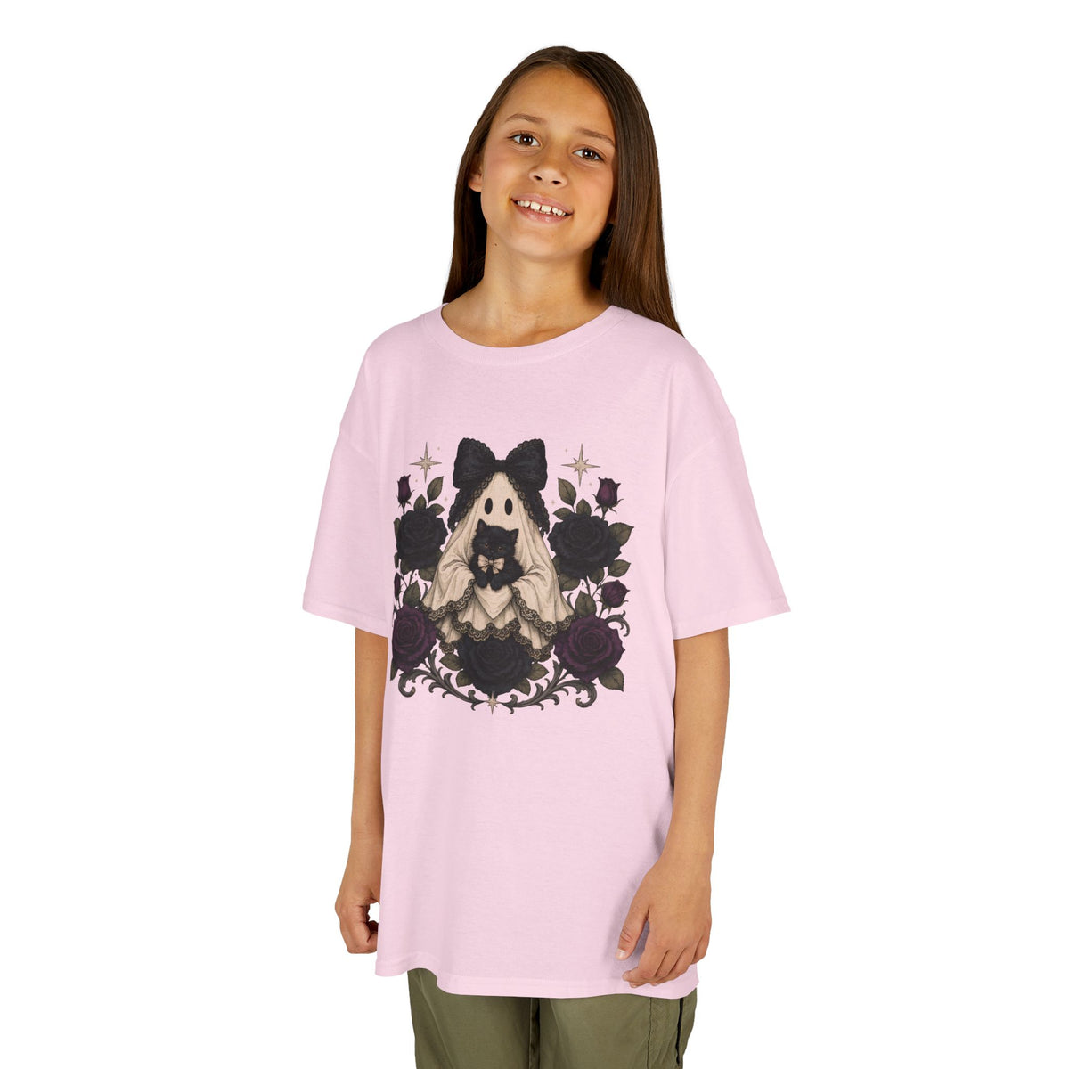 Kids Tee — Gothic Floral Ghost Girl Halloween Shirt