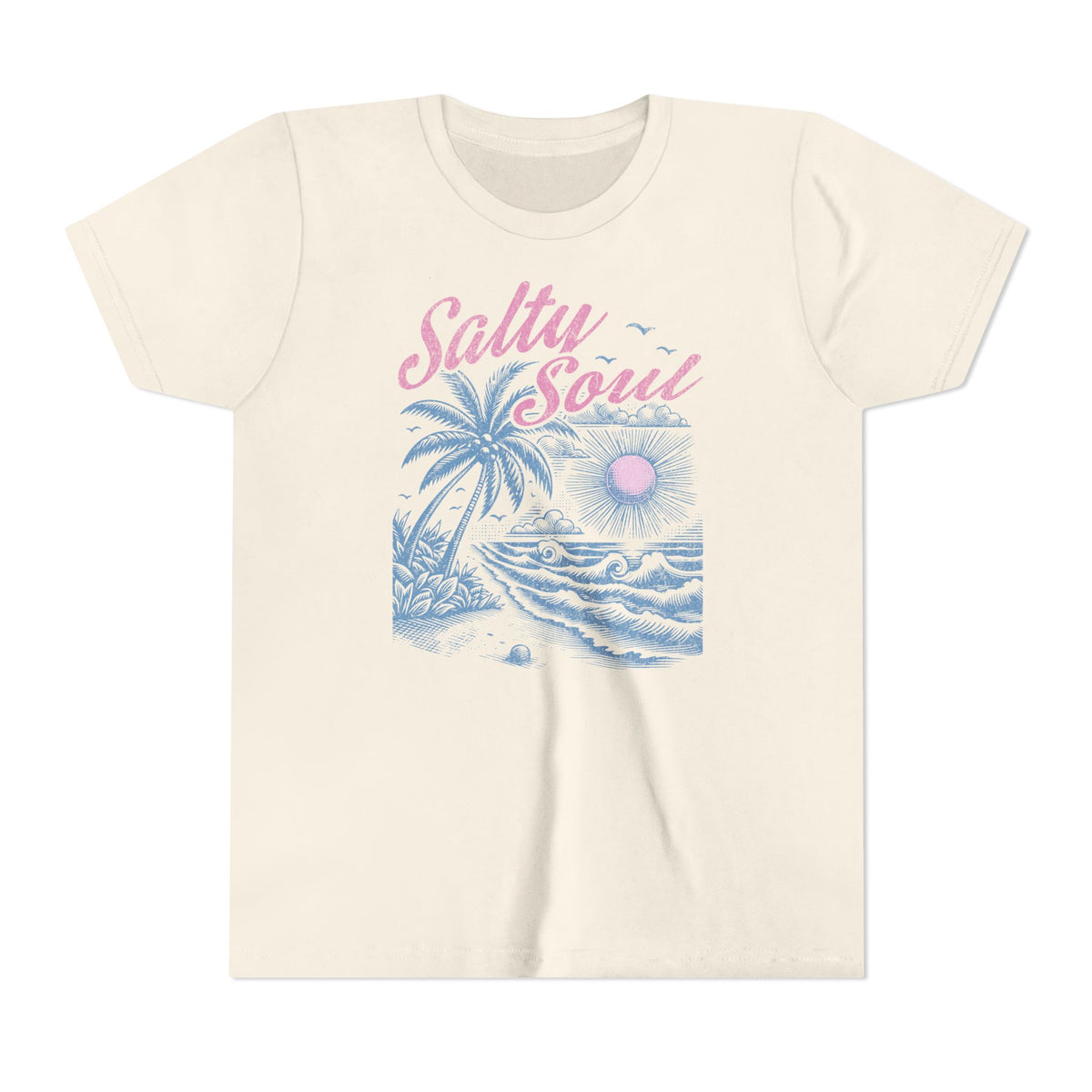 Kids Tee - "Salty Soul" Pastel Beach Palm Graphic