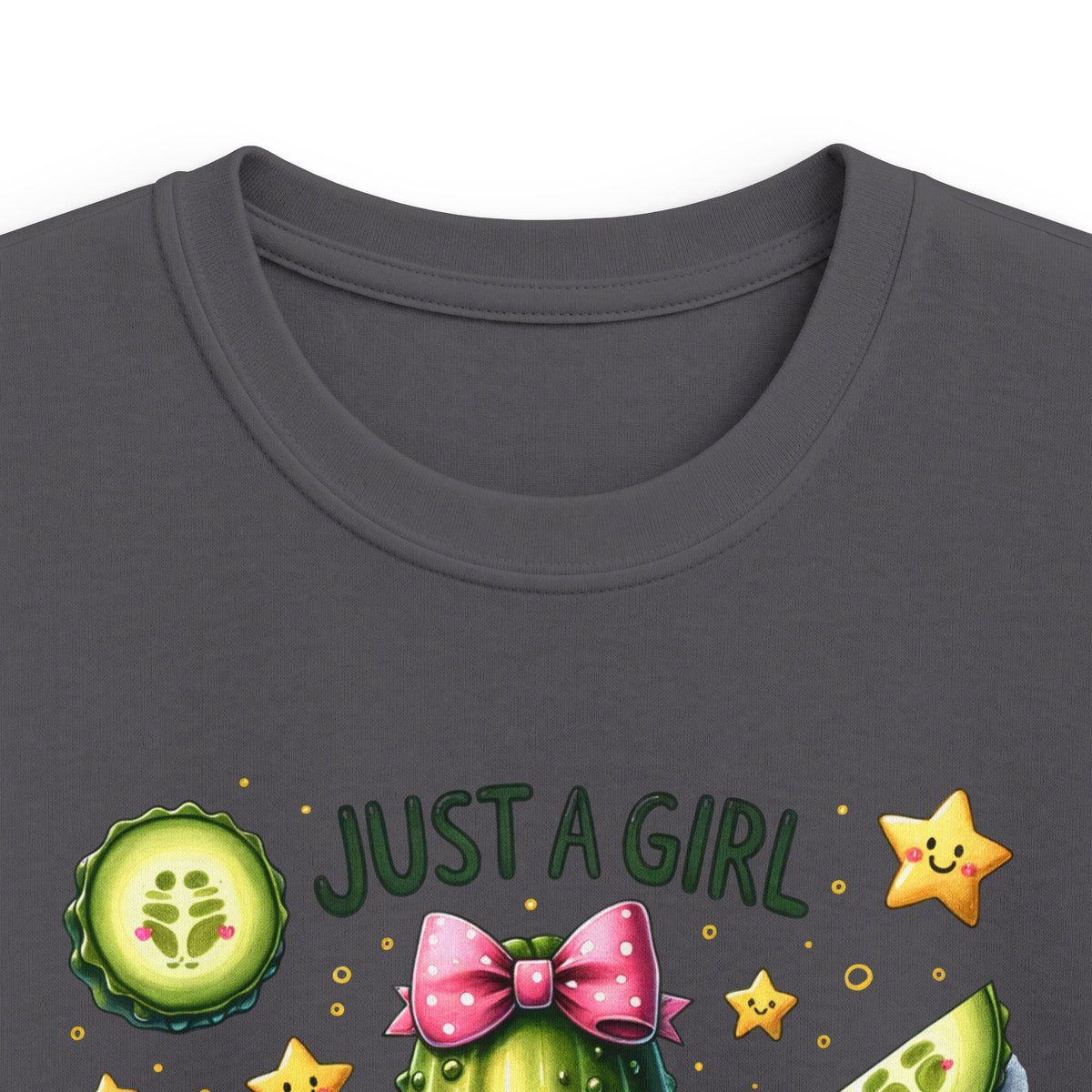 Kids Tee — "Just a Girl Who Loves Pickles" Cute Cactus Pickle Graphic