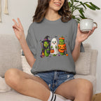 Halloween Trio T-Shirt — Cute Witch, Ghost & Pumpkin Costume Tee