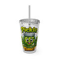 Pickle Time 16oz Tumbler with Straw — Cute Cartoon Pickle Drink Cup