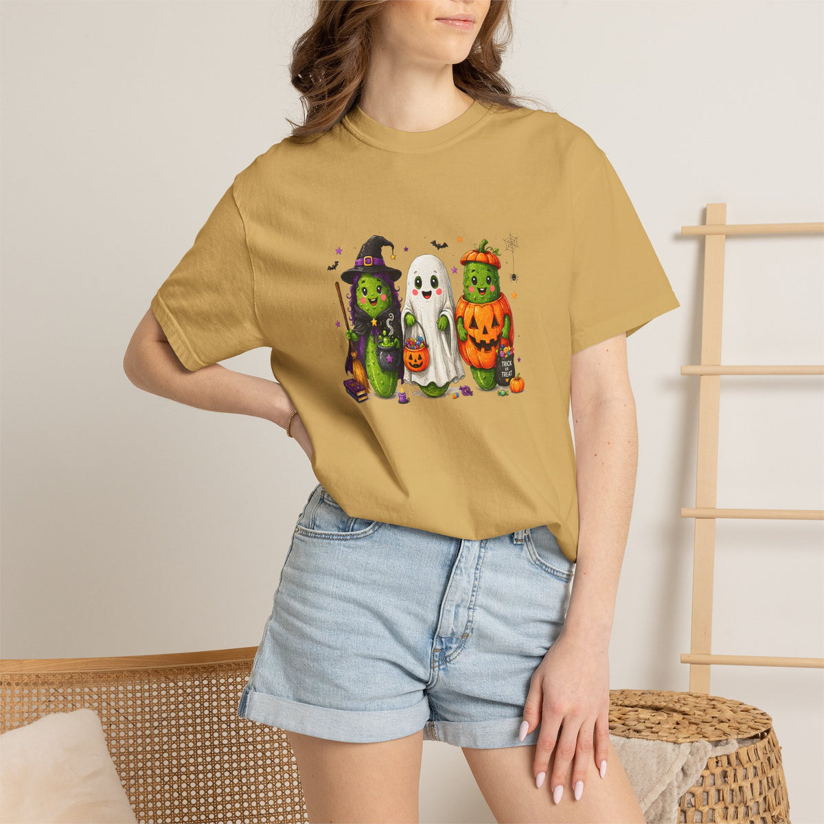 Halloween Trio T-Shirt — Cute Witch, Ghost & Pumpkin Costume Tee