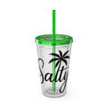 Salty Palm 16oz Tumbler with Straw — Clear Beach Insulated Cup