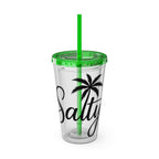 Salty Palm 16oz Tumbler with Straw — Clear Beach Insulated Cup