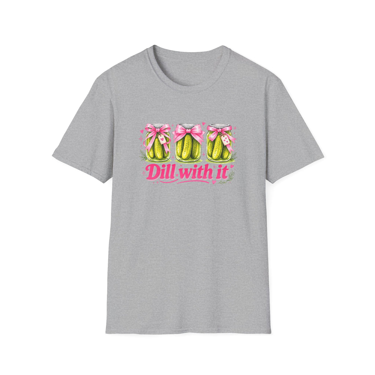 Dill With It T-Shirt – Cute Pickle Jars with Bows, Fun Pun Tee