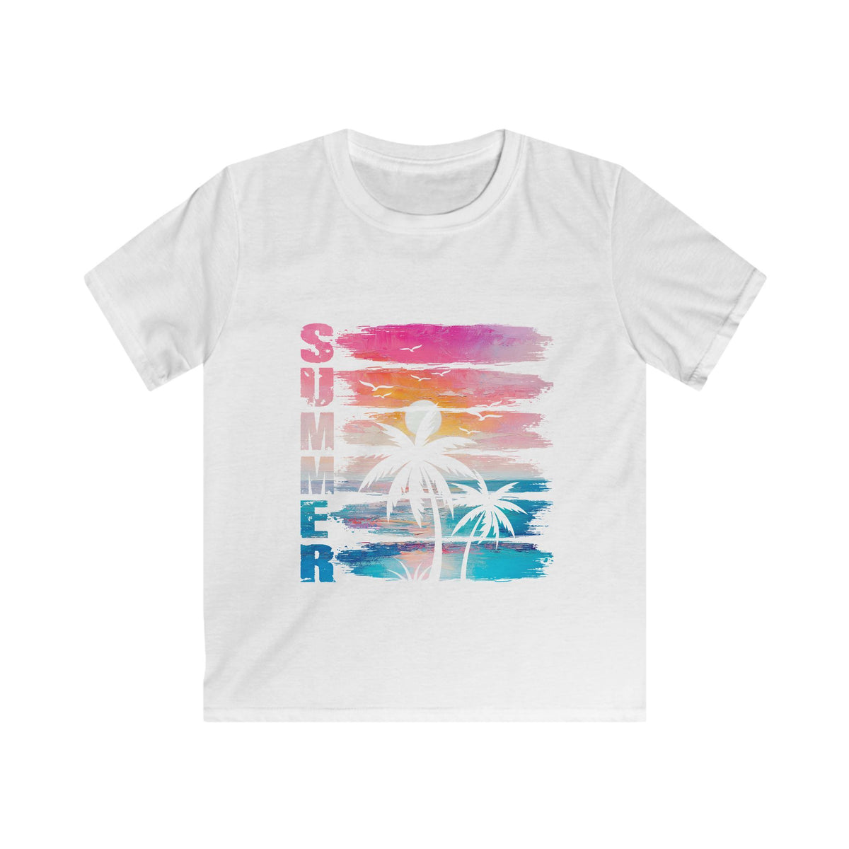 Kids Tee - Summer Palm Colorful Tropical Sunset Graphic