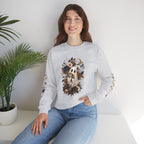 Ghost & Sunflower Crewneck Sweatshirt — Spooky Autumn Floral Pullover