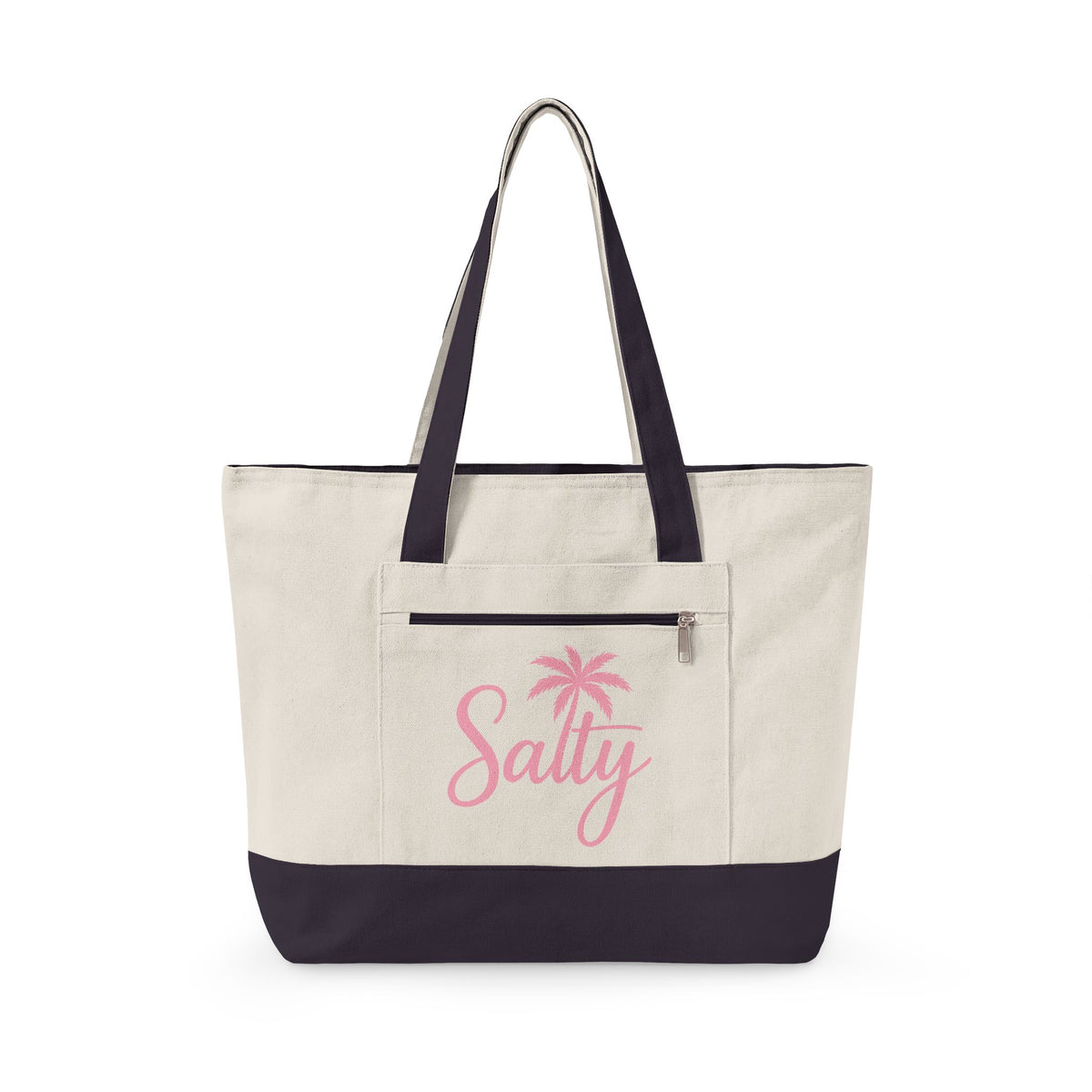 Beach Life Canvas Tote - "Life is Better at the Beach" Zippered Tote Bag