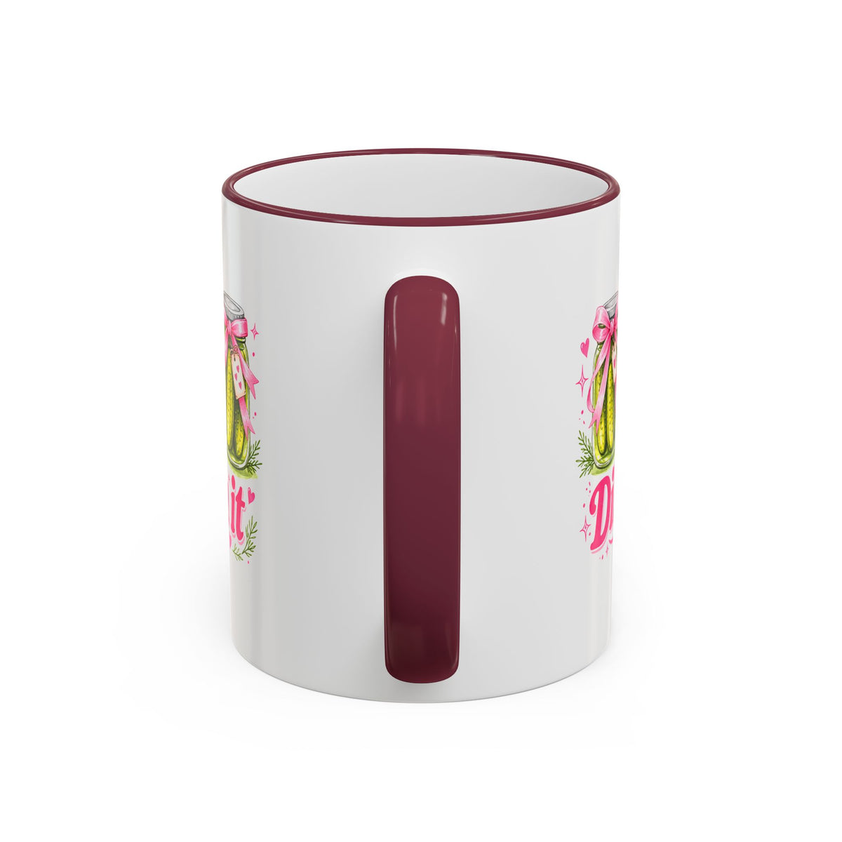 Dill With It Mug — Cute Pickle Jar Coffee Cup (Accent Rim & Handle)