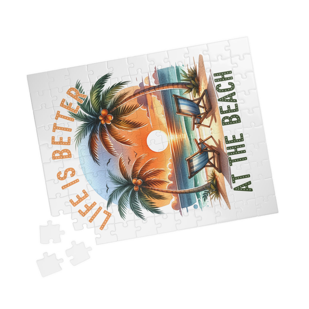 Beach Sunset Puzzle - "Life Is Better at the Beach" Jigsaw (110-1014 pcs)