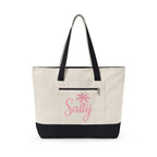 Beach Life Canvas Tote - "Life is Better at the Beach" Zippered Tote Bag