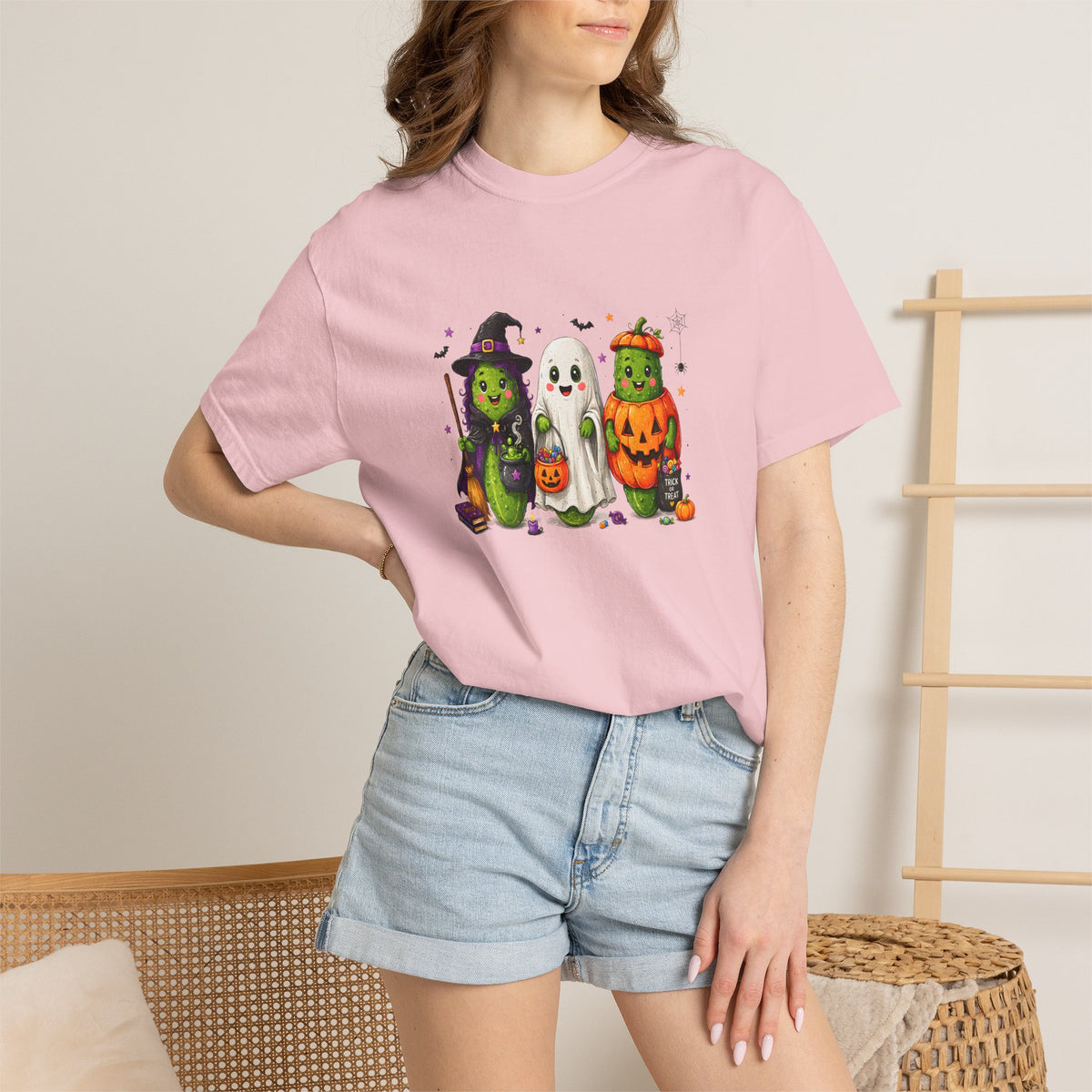 Halloween Trio T-Shirt — Cute Witch, Ghost & Pumpkin Costume Tee