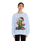 MD - Christmas Pickle Sweatshirt – Cute Holiday Pickle in Santa Hat with Candy Cane & Hot Cocoa