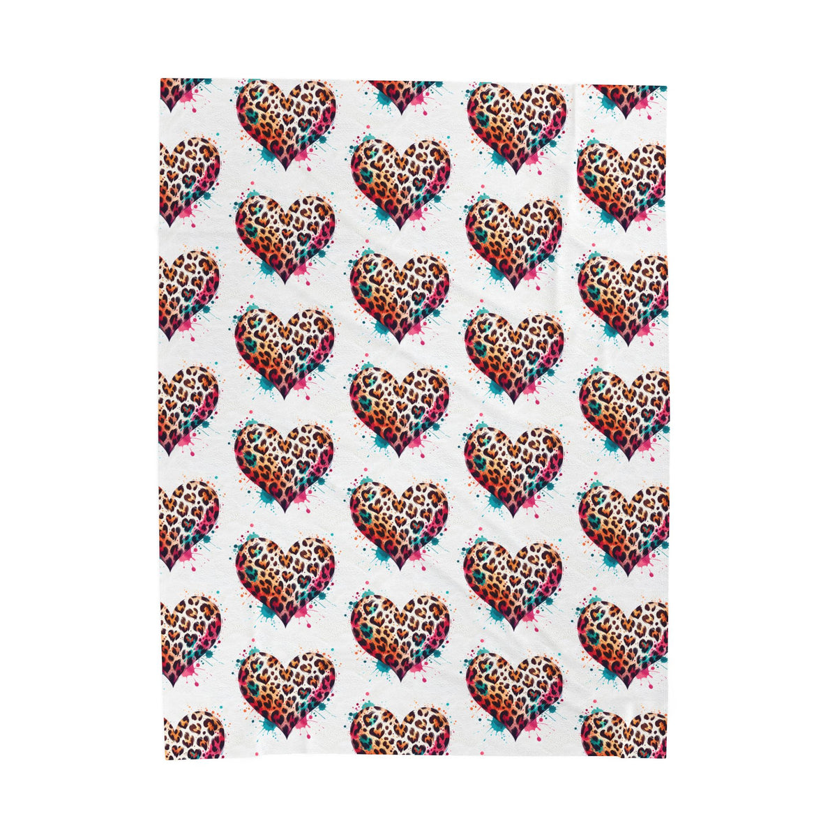 Leopard Heart Velveteen Plush Blanket