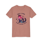 Kids Tee — "Just a Girl Who Loves Cats" Galaxy Cat Kids T‑Shirt